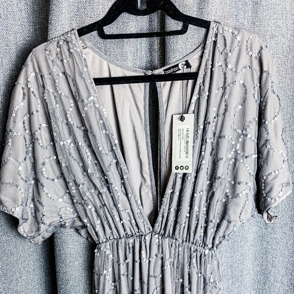 sequin plunge maxi dress